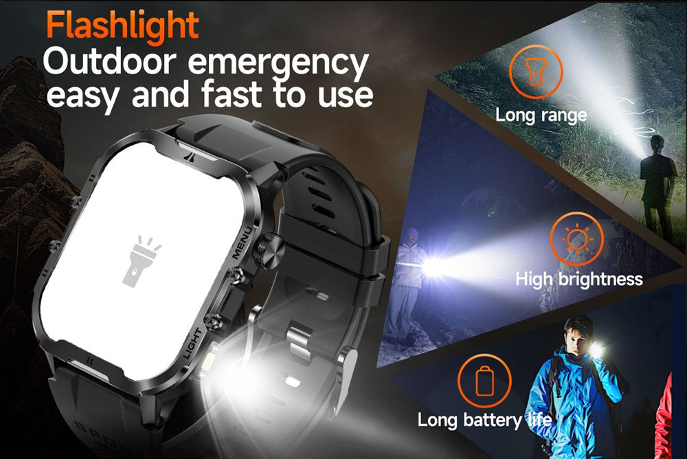 NORTH EDGE T-Series Marine Smart Watch with Flashlight Black image 6