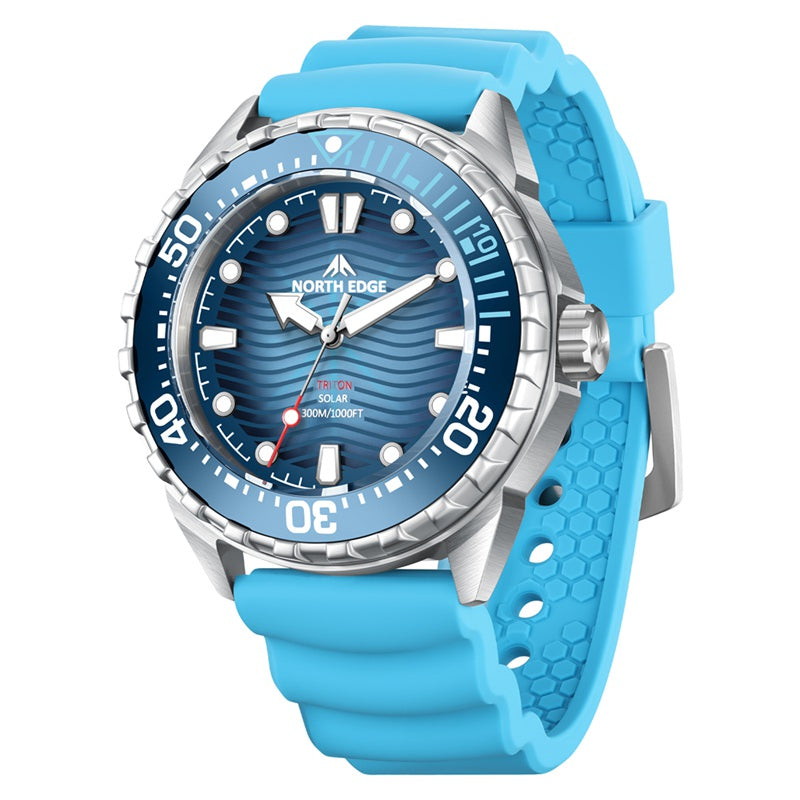 NORTH EDGE Tactical TRITON Solar 300m Dive Watch Steel Blue image 1