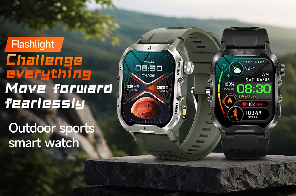 NORTH EDGE T-Series Marine Smart Watch with Flashlight Black image 8