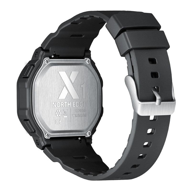NORTH EDGE Tactical X1 Shock Resistant Sport Watch Jet Black/Red image 1