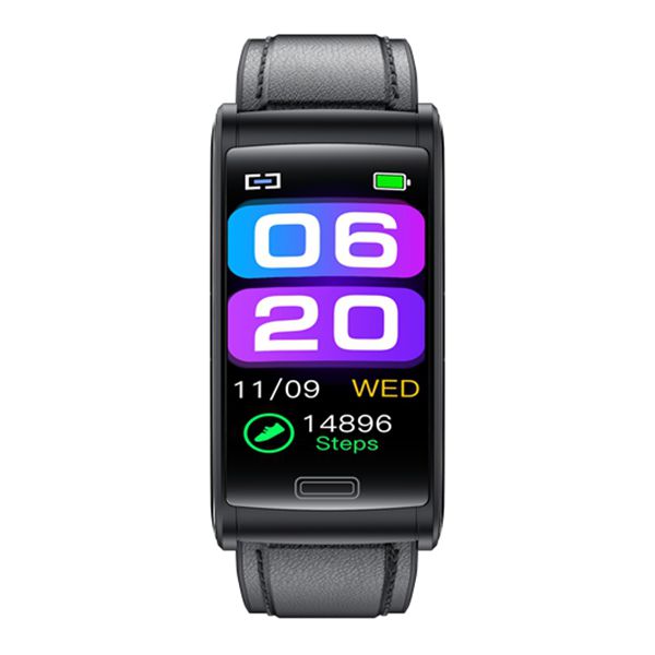 NORTH EDGE intelli SLIM Advance Bracelet Smart Watch Glucose ECG - Black Leather image