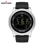 NORTH EDGE Tactical APOLLO Outdoor Sports Watch – Waterproof, Dual Time Zone, Pedometer - Black-Silver image