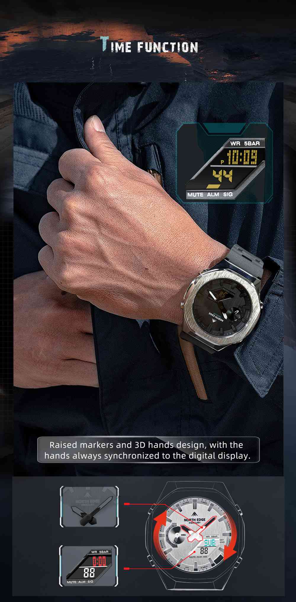 NORTH EDGE Tactical Men’s Mercury Watch