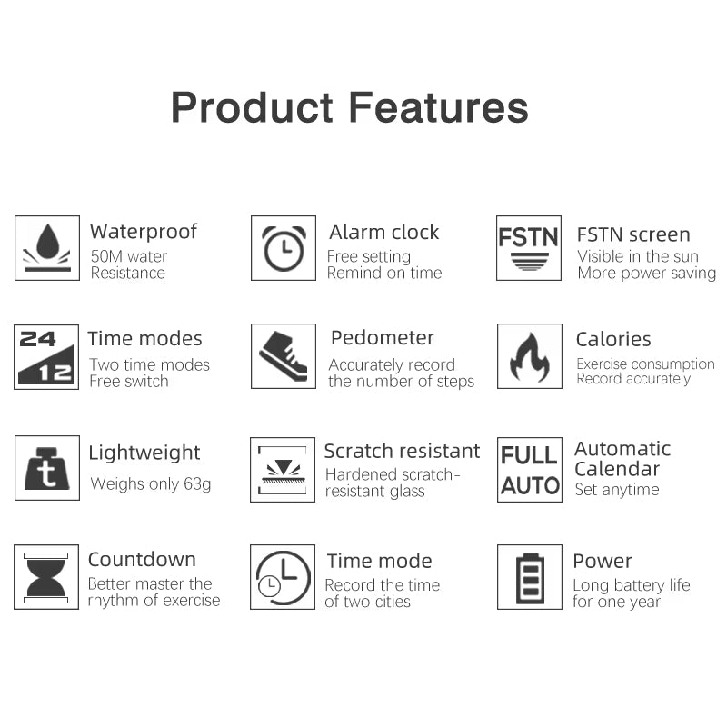 NORTH EDGE Tactical APOLLO Outdoor Sports Watch – Waterproof, Dual Time Zone, Pedometer image 4