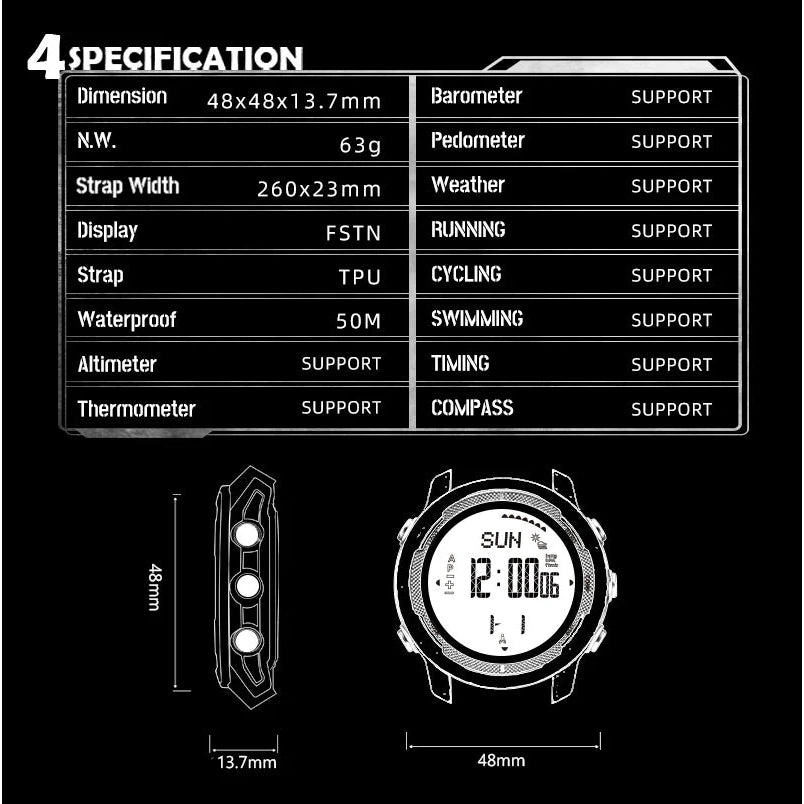 NORTH EDGE Tactical Vertico Carbon Fibre Watch Black image 14
