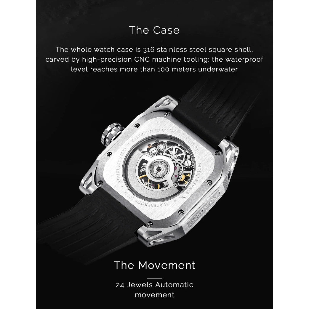 NORTH EDGE Tactical Space-X Automatic Watch Silver / Black image 11