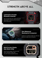 NORTH EDGE Tactical X1 Shock Resistant Sport Watch Jet Black/Beige image 2