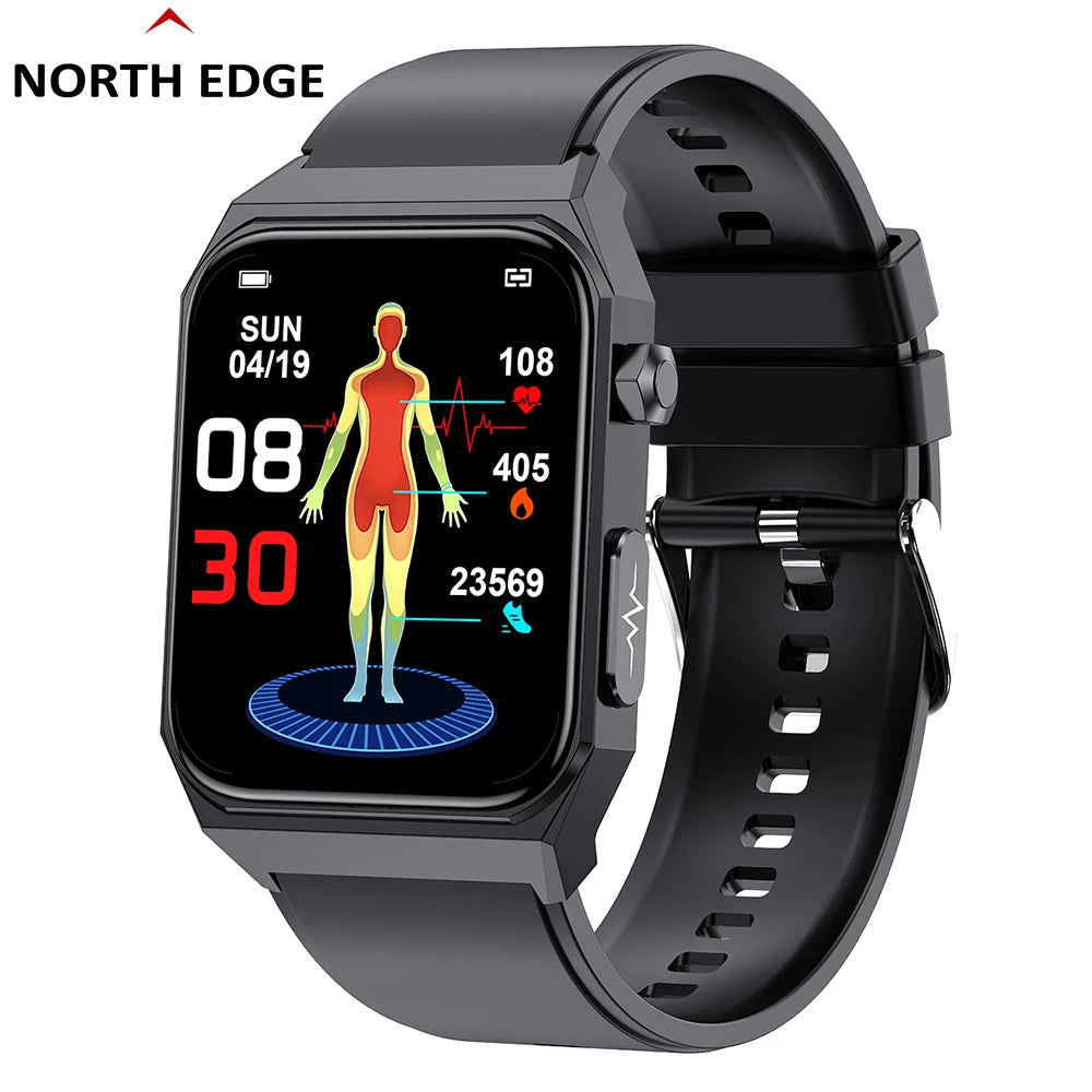 NORTH EDGE Health Plus Glucose Heart Smart Watch - Black / Black Silicone image