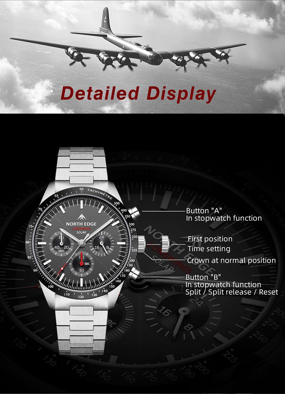 NORTH EDGE Long Wings Solar Drive Watch image 6