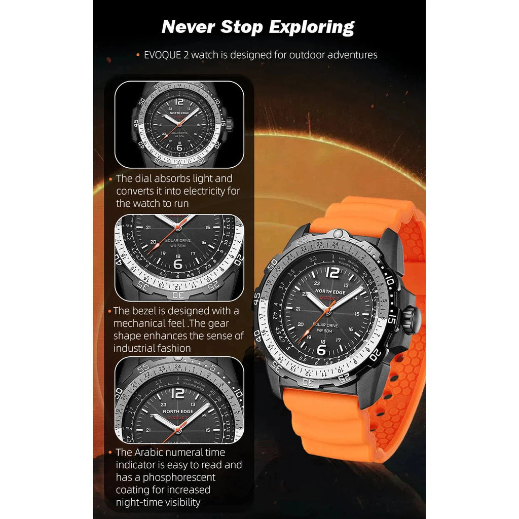 NORTH EDGE Tactical Evoque 2 Solar Drive Watch Black image 8