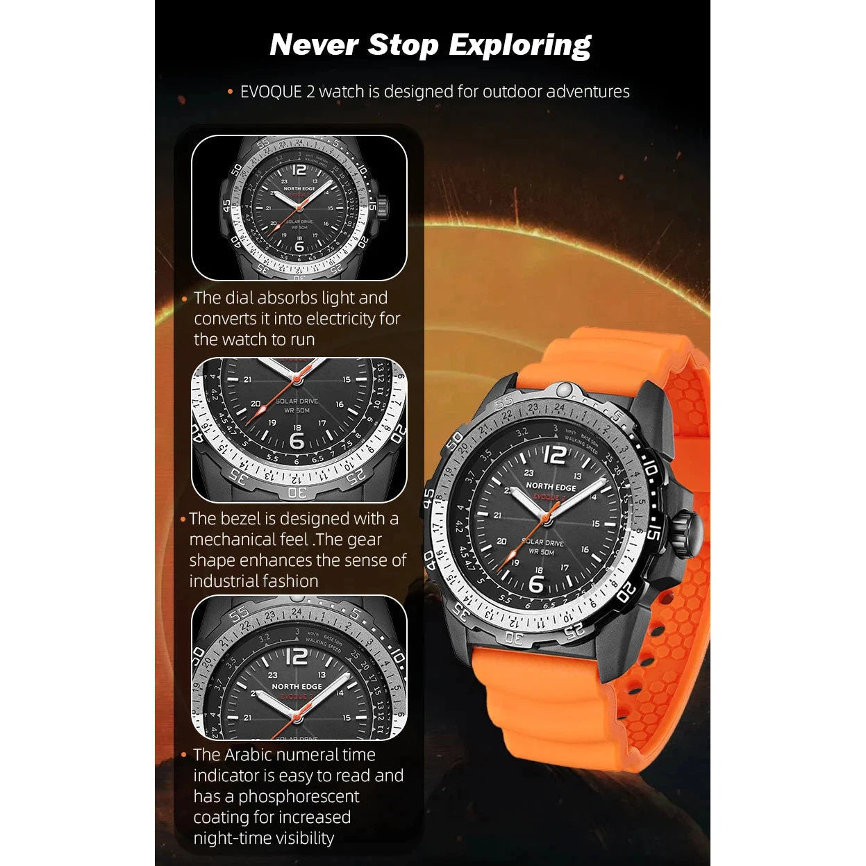 NORTH EDGE Tactical Evoque 2 Solar Drive Watch Black image 8