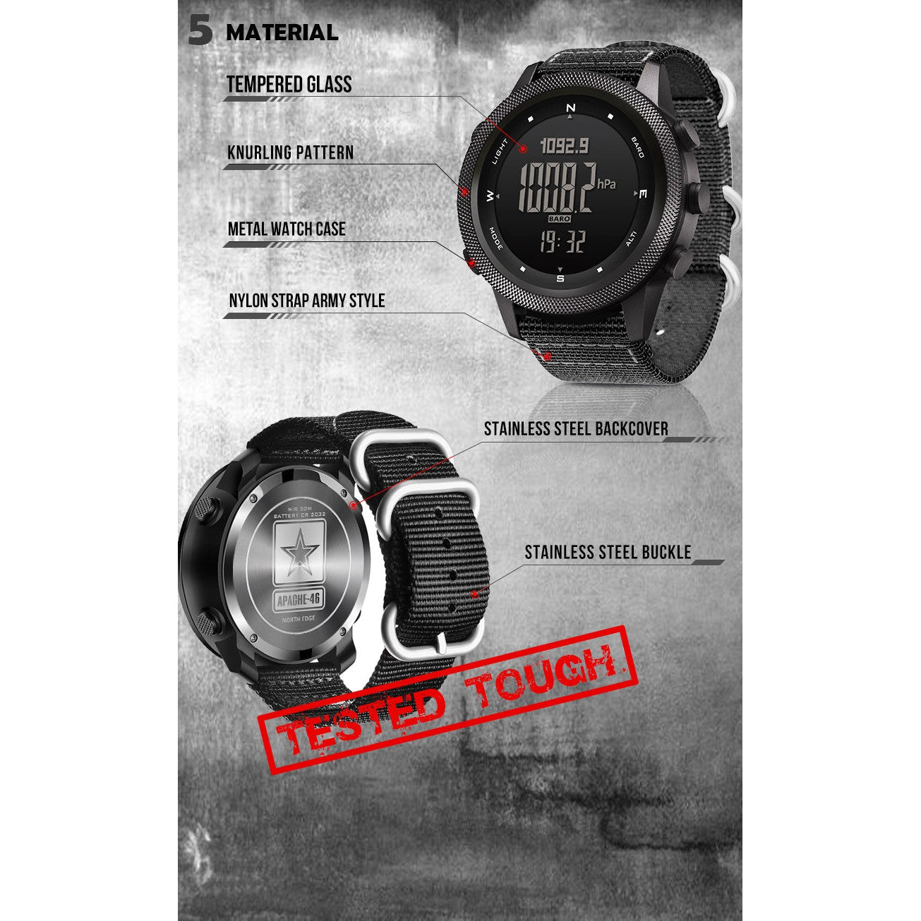 NORTH EDGE Tactical Apache 46 Watch Silicone image 13