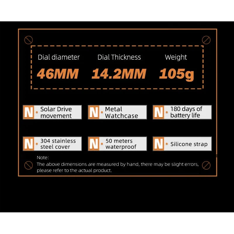 NORTH EDGE Tactical Evoque 2 Solar Drive Watch Orange image 9