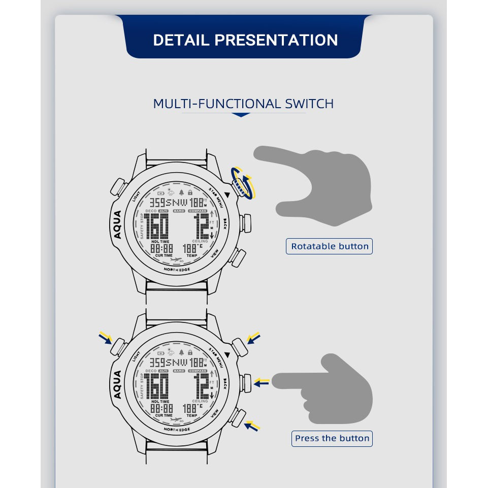 NORTH EDGE Tactical Aqua Scuba Dive Watch Black image 12