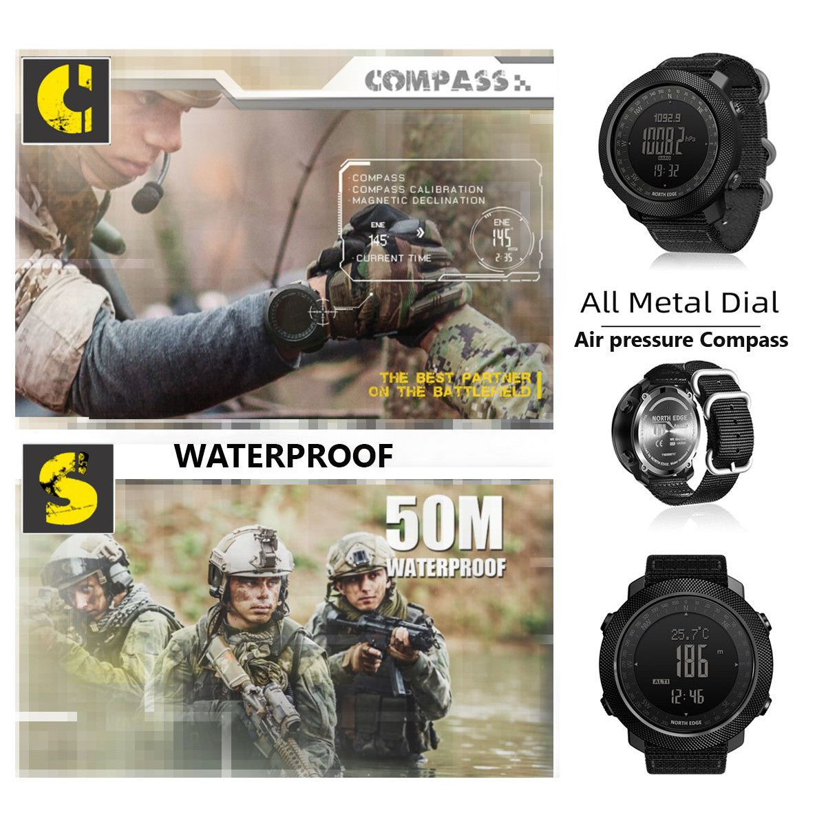 NORTH EDGE Tactical Apache Watch with Nylon Strap Army Green image 7