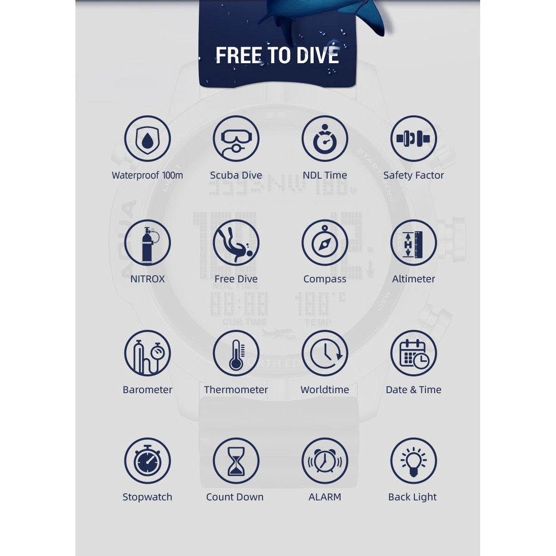 NORTH EDGE Tactical Aqua Scuba Dive Watch Black image 5