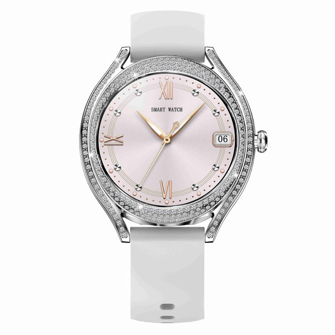 NORTH EDGE Women's Femme Zircon Bling Smart Watch - Silicone White image