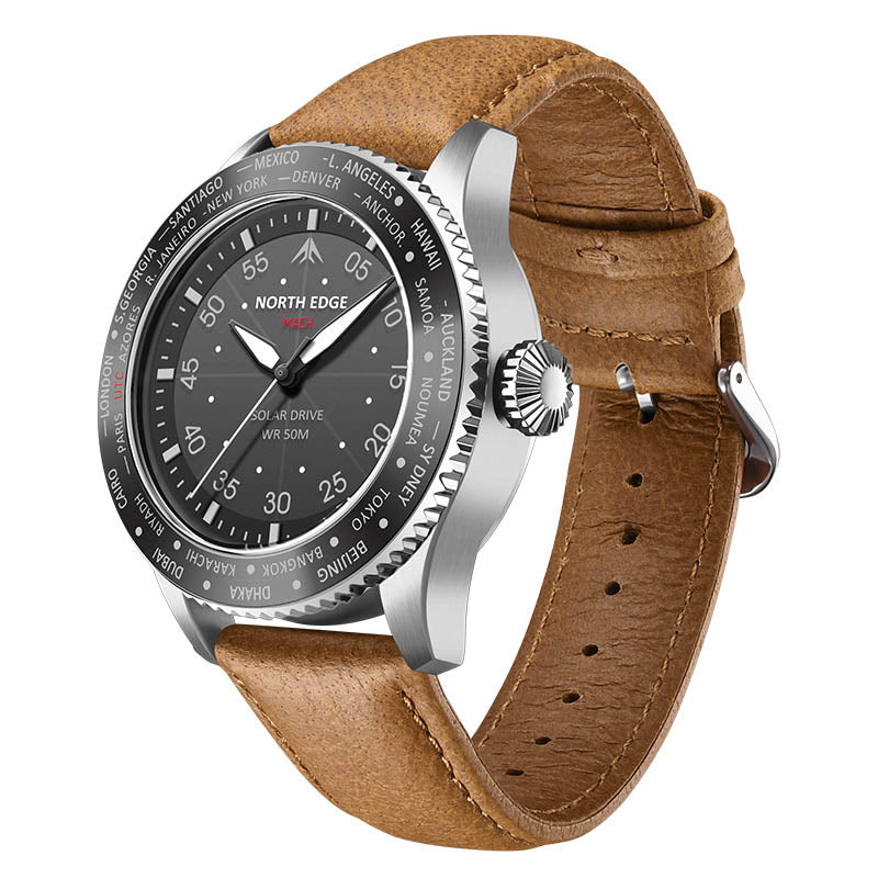 NORTH EDGE Tactical MACH Solar Drive Leather Watch image 1