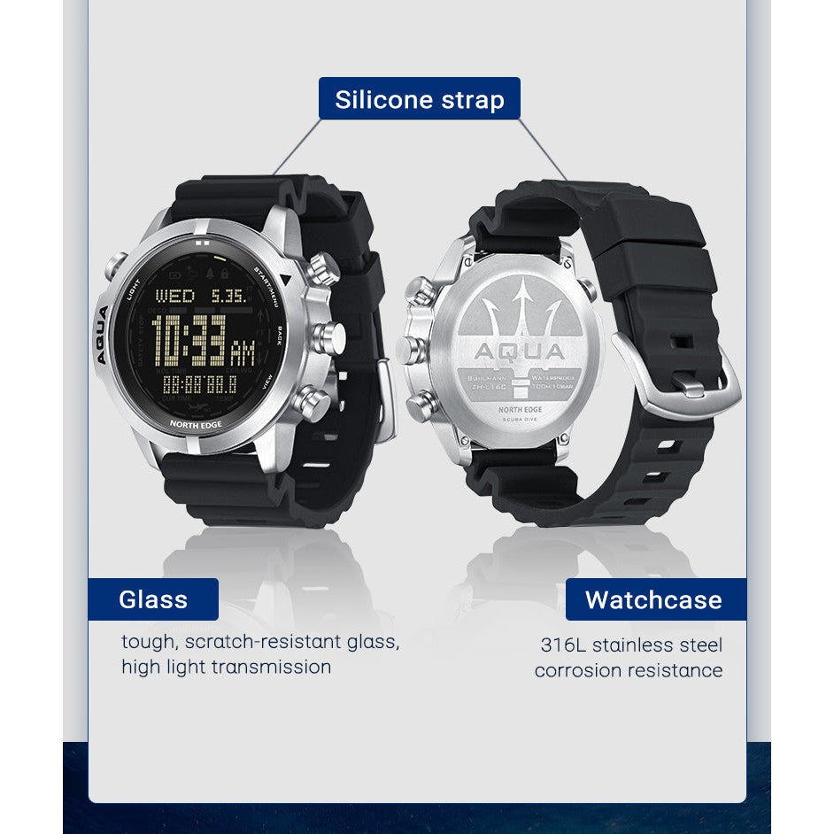 NORTH EDGE Tactical Aqua Scuba Dive Watch White image 13