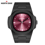 NORTH EDGE Tactical Men’s VOLT Sports Watch | Quartz Movement, Lightweight + Waterproof - BLACK Red image