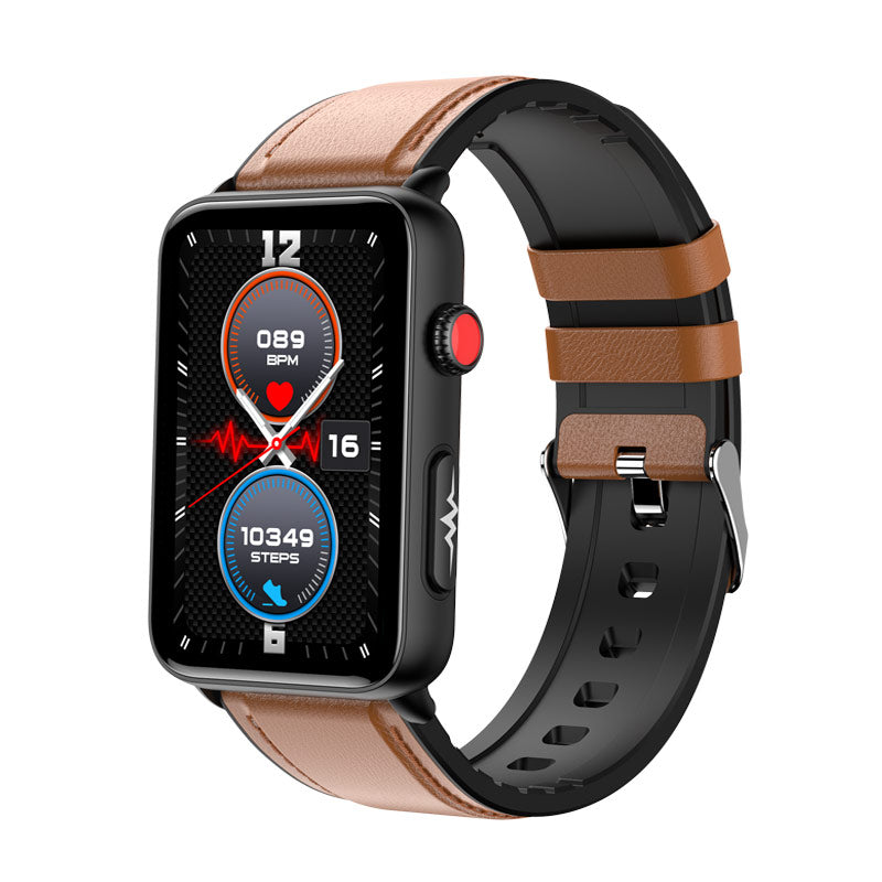 NORTH EDGE intelli Advance Bracelet Smart Watch Glucose ECG - Brown Leather image