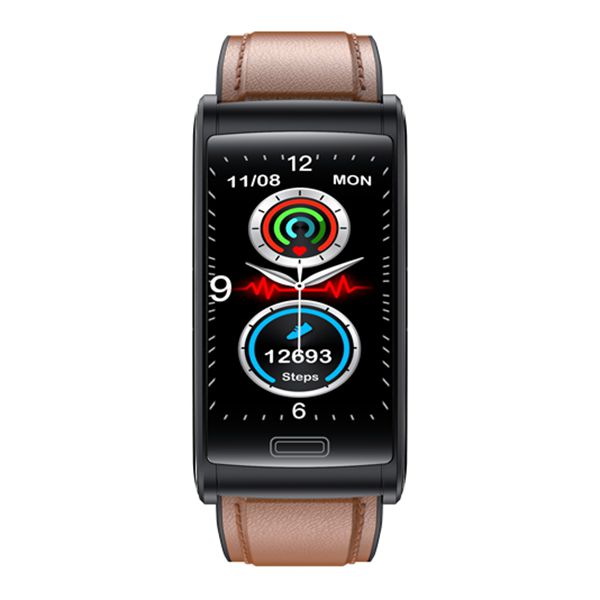 NORTH EDGE intelli SLIM Advance Bracelet Smart Watch Glucose ECG - Brown Leather image