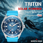 NORTH EDGE Tactical TRITON Solar 300m Dive Watch Steel Black image 4