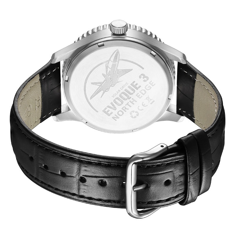 NORTH EDGE Tactical Evoque 3 Classic Aviation Solar Drive Leather Watch image 5