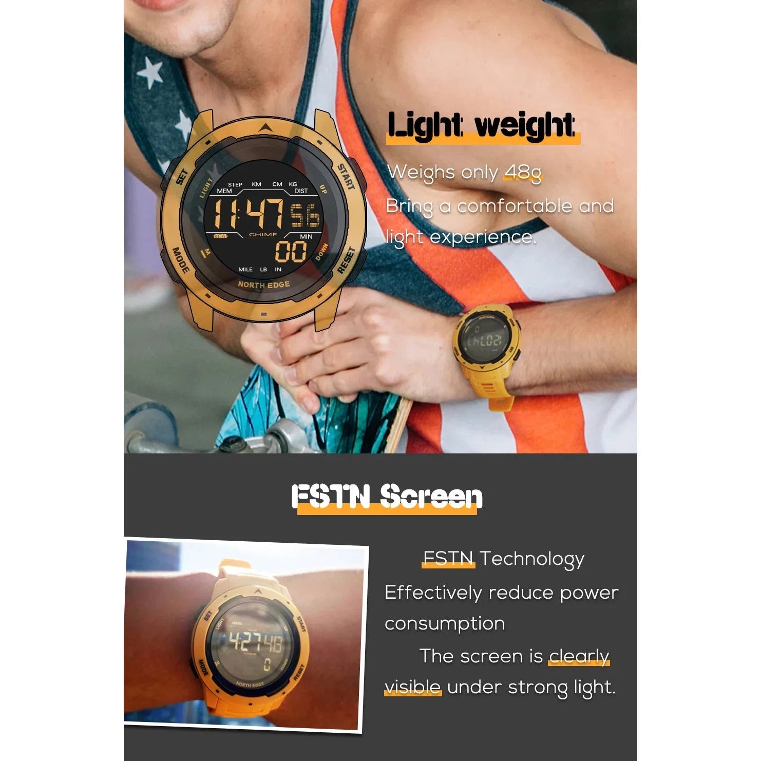 NORTH EDGE Tactical Mars Watch Yellow image 9