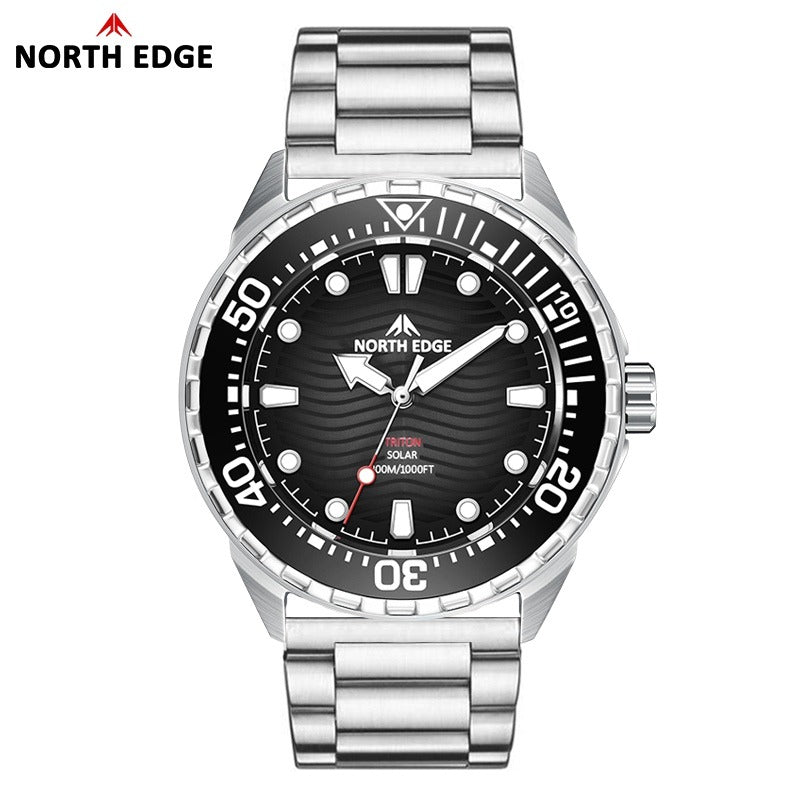 NORTH EDGE Tactical TRITON Solar 300m Dive Watch Steel Black image 0