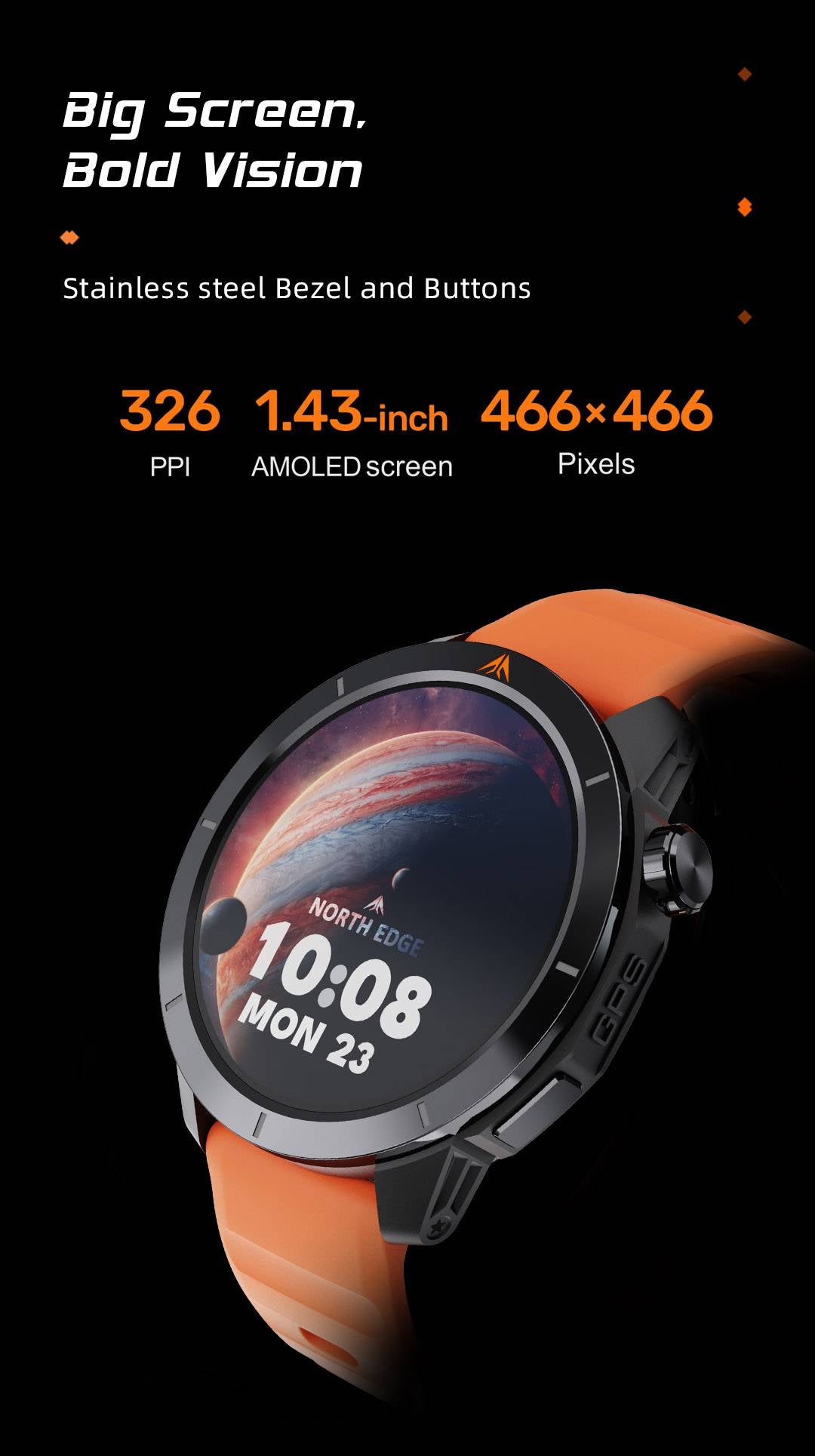 NORTH EDGE Tactical X-Trek 2 GPS Smart Watch Orange image 8