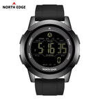 NORTH EDGE Tactical APOLLO Outdoor Sports Watch – Waterproof, Dual Time Zone, Pedometer - Black image