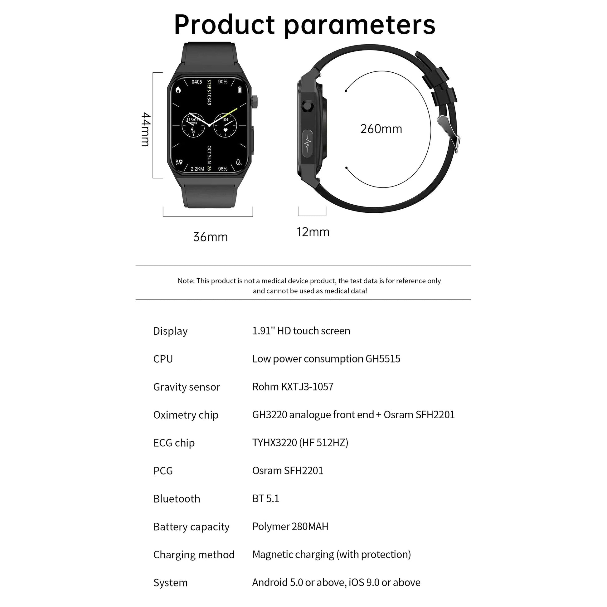 NORTH EDGE Health Plus Glucose Heart Smart Watch image 20