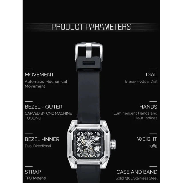 NORTH EDGE Tactical Space-X Automatic Watch Silver / Black image 13