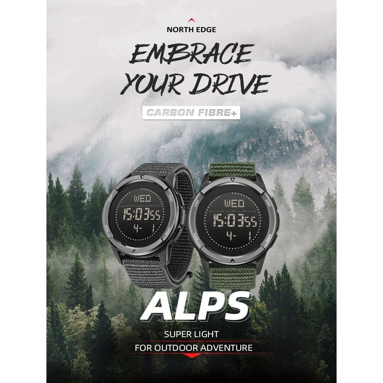 NORTH EDGE Tactical Alps Watch Green Nylon image 3
