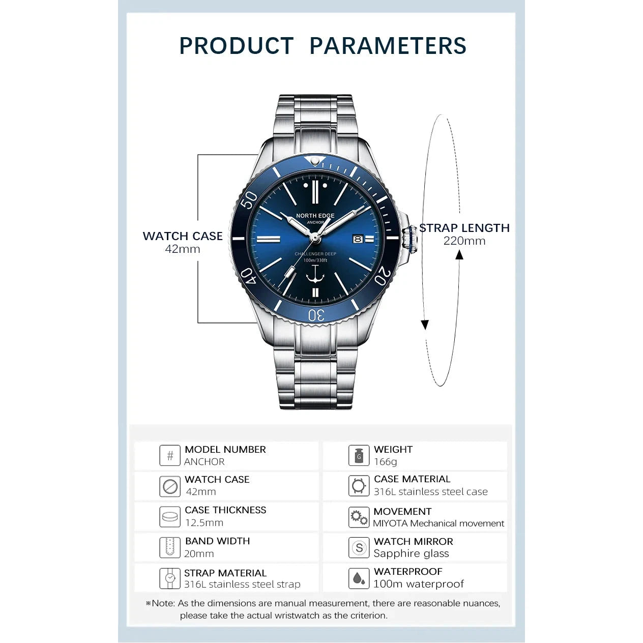 NORTH EDGE Tactical Anchor 100m Automatic Watch image 14