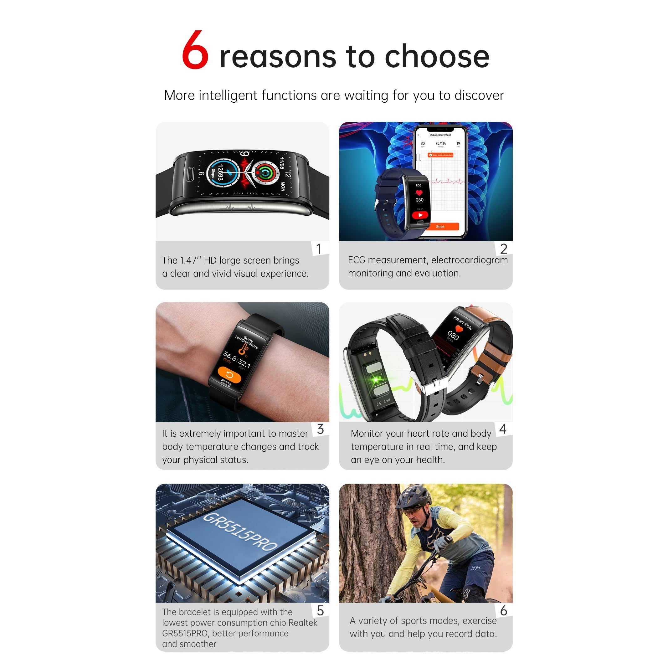 NORTH EDGE intelli SLIM Advance Bracelet Smart Watch Glucose ECG image 16