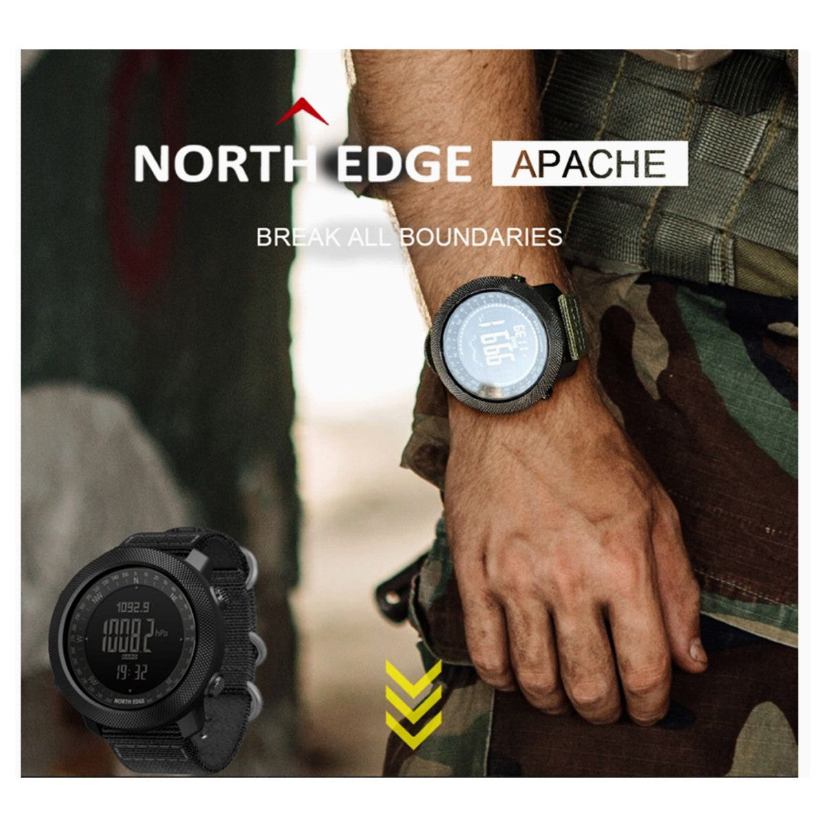 NORTH EDGE Tactical Apache Silicone Watch Black image 3